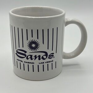 SANDS HOTEL CASINO LAS VEGAS COFEE MUG WHITE WITH DARK BLUE